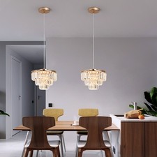 Flush Mount 3Tier Crystal Chandelier Ceiling Pendant Light Home Lighting Fixture