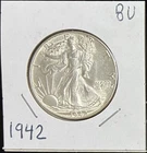 1942 Silver Walking Liberty Half Dollar, Brilliant Uncirculated