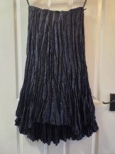 Stunning Per Una Navy Blue Crinkle Taffeta Skirt Size 10 Vintage Whimsygoth