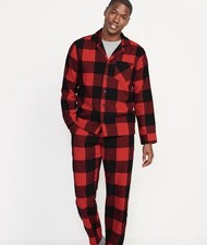 Old Navy Mens Size XL  2 Piece Flannel Pajama Set .. Red  Black Plaid 45