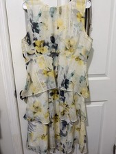 Wallis US 12 Fit & Flare Sleeveless Layered Floral Knee Length Dress