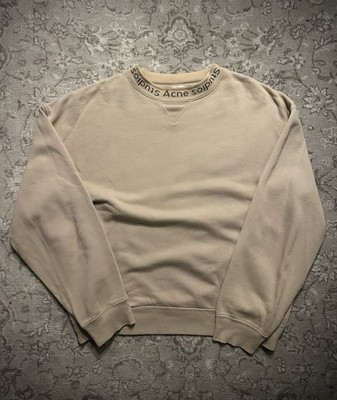 Acne Studios Rundhals Kragen Pullover Beige Logo Gr.L