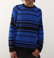 Weekday Boxy Jumper Large Open Knit Cobalt Blue Stripe Men’s BNWT