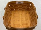 Longaberger 2002 Brown Handwoven Wood Double Handle Storage Basket