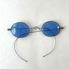 Vintage Antique Steampunk Victorian Wearable Blue Tinted Oval Sunglasses