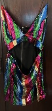 Pretty little Thing Multicolor Sequin Open Midriff Midi Dress Size 12