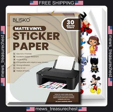 Printable Vinyl Sticker Paper 8.5x11 White Waterproof 30 Sheets