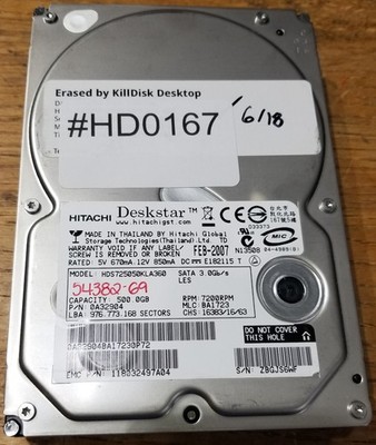 Hitachi Deskstar HDS725050KLA360 500GB 7200RPM 3.5'' Hard Disk Drives - LOT OF 5