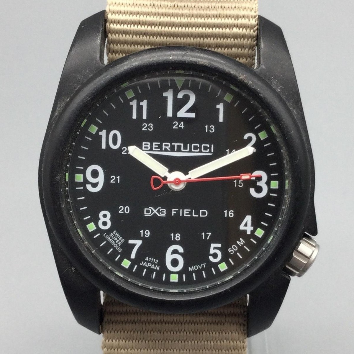 Bertucci A-2R DX3 Field Watch Men 38mm Black Dial 50M New Battery
