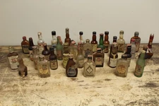 Lot of 33 Vintage ESTATE Miniature Glass Liquor Alcohol Bottles EMPTY