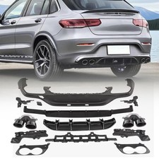 For Mercedes Benz GLC C253 16+ AMG43 Style Rear Bumper Diffuser W/ Exhaust Tips