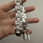 HEAVY & THICK ! MEN'S SILVER monkey CURB WRAP BRACELET 142g