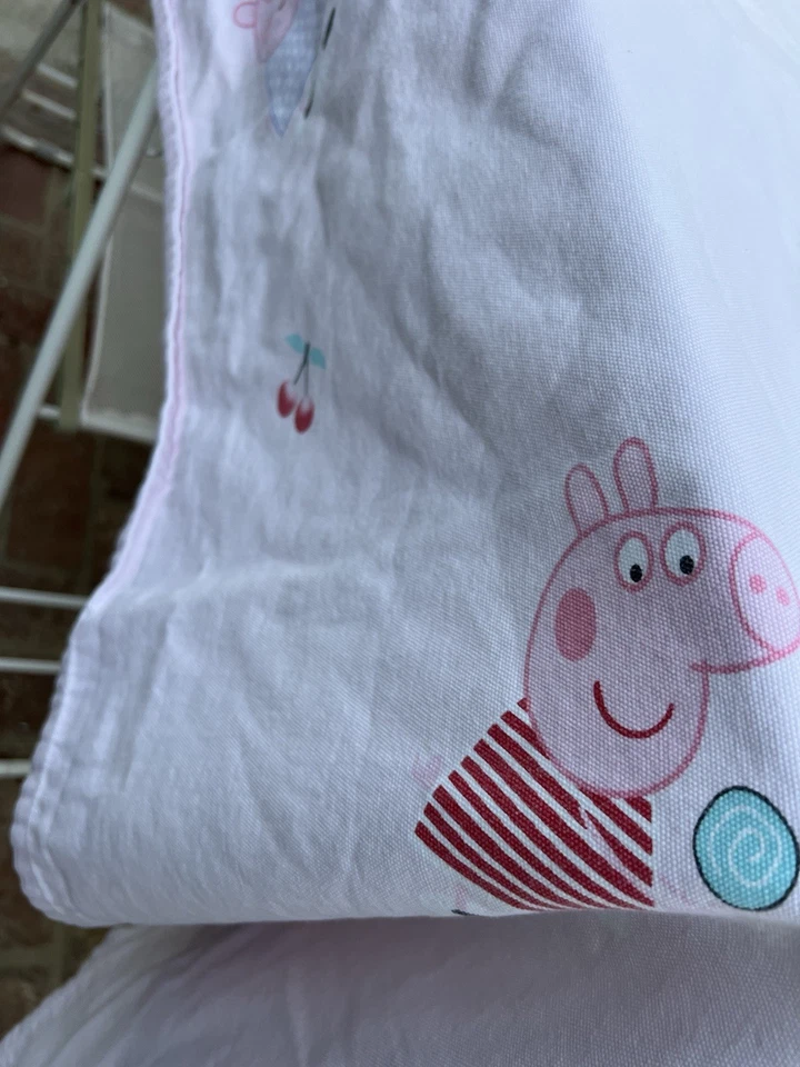 "Sábana bajera PEPPA PIG doble/individual plana/top 48 x 95"" 100 % algodón muy suave" Foto 2 de 4