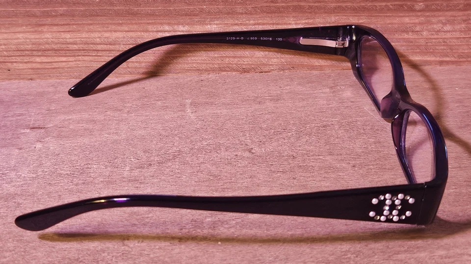 Chanel 3129-H-B Monturas de Gafas Púrpura Estrás Logo 53-16-135 Hecho en Italia Foto 2 de 4