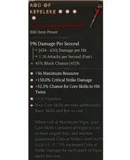 Diablo 4 Season 10 Rod Of Kepeleke 4GA 0.69% Unique Quarterstaff Spiritborn Gear
