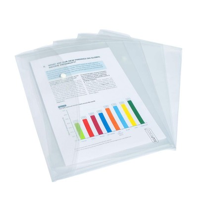 Rapesco 0695 Popper Wallets, A4+ / Foolscap, Clear Transparent, Pack of 5 Pack o