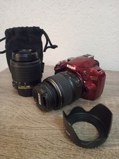 Nikon D3200 Digital SLR Camera 24.2MP Red Kit Bundle Works Great