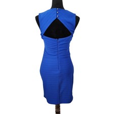 GUESS Size 6 Sexy Cobalt Blue Queen Anne Open Back Bandage Bodycon Sheath Dress