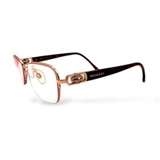 BVLGARI Glasses Half Rim Metal Frame Gold-Tone Frame