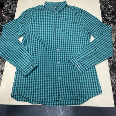 H & M Gingham Button Down L/S Shirt Green Size Medium Pit To Pit 21” - Image 1 of 4