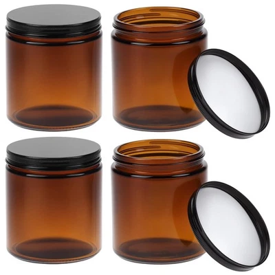 ® 4 Stück 500 ml Amber Glas Leerdose mit schwarzem Deckel, UVschützende Mehrz... - Bild 1 von 4