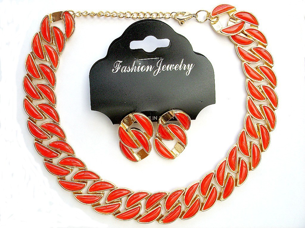 Conjunto de collar y pendientes de moda esmaltada bisutería gargantilla declaración