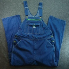 Vtg Liberty Bib Overalls Men 38x30 Denim Carpenter Farm Chore Blue Work Counrty