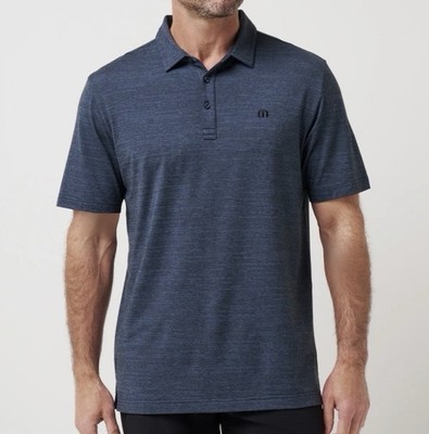 Travis Mathew Men s The Heather Polo - Vintage Indigo/Black