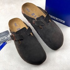 Birkenstock Boston Suede Leather Soft Footbed Clog Shoes - Mocha
