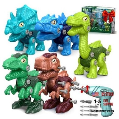 Assemble Dinosaur Toys for Kids: 5 Pack Dinosaur Construction Building Set
