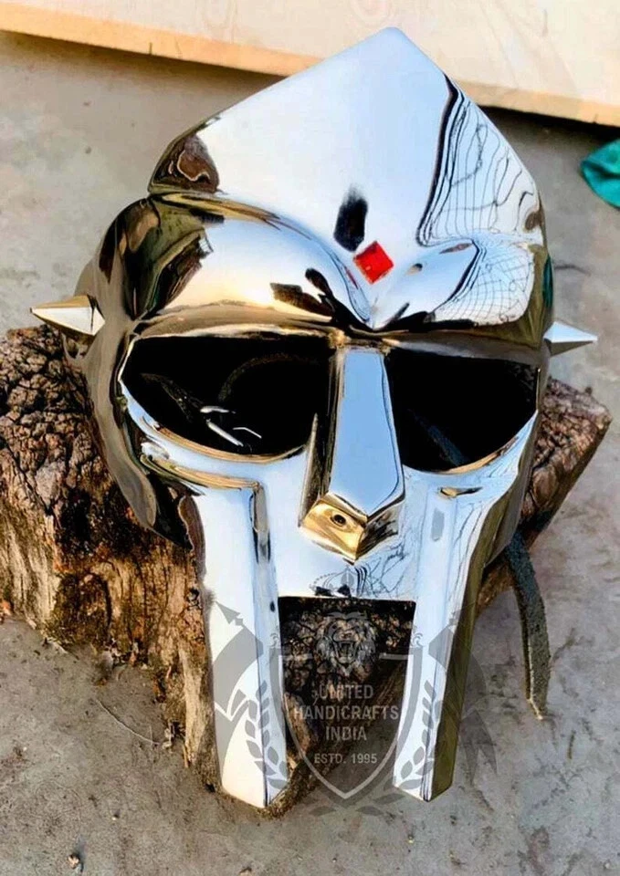 Máscara de Gladiador MFDoom Acabado Plateado en Aspecto Máscara de Metal Disfraz de Halloween Limitado Foto 2 de 4