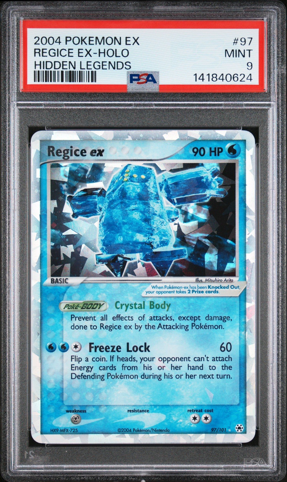 2004 Pokemon EX Regice EX Holo 97 Hidden Legends PSA 9