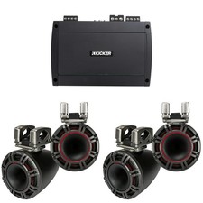 Kicker 2 Pair 44KMTC9 9" Black Horn-Loaded Tower Speakers  800 Watt Marine...