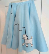 Handmade Felt Poodle Skirt Blue Jrs 13 1/2-15 1/2" Waist