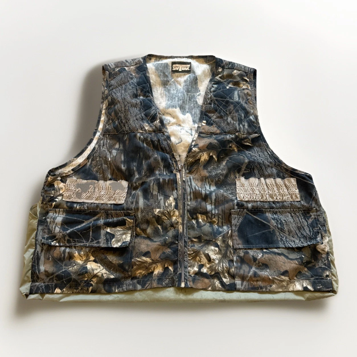 Vintage SafTbaK Vest Mens XL Canvas Hunting Mossy Oak Utility Outdoors