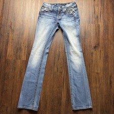 Miss Me Signature Rise Stitched Slim Boot Jeans Size 25 Embellished Pockets