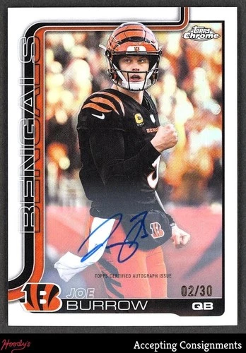 2025 Topps Chrome Joe Burrow Chrome Autographs (RAW)