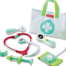 Fisher-Price 7 piece Pretend Play Medical Toy Kit with Doctor Bag New 3-6 years