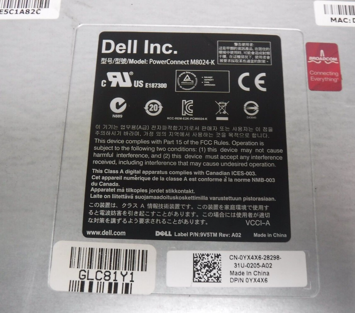 FOR PARTS: Dell YX4X6 PowerConnect M8024-K 10Gb 4 Port Ethernet | eBay