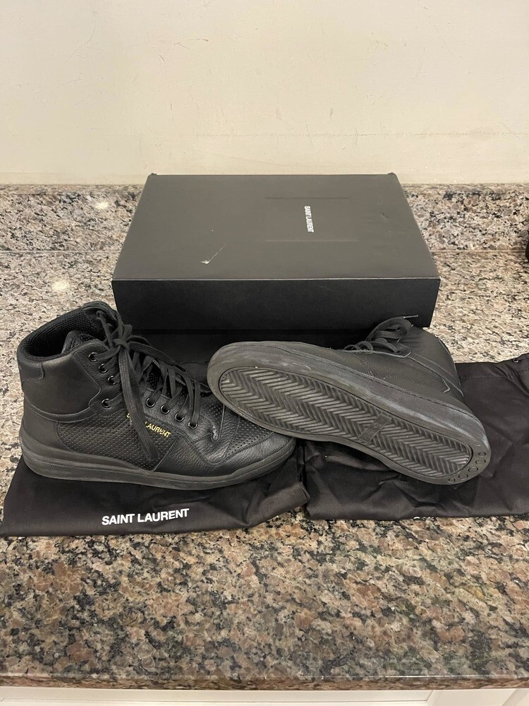 Top alti da uomo neri Saint Laurent taglia 7 in scatola con sacchetto antipolvere SPB JB 337653