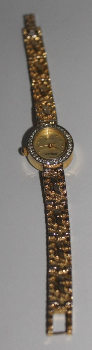 VTG Gruen Woman Quartz Watch Gold Tone New Battery GR7601S Crystal