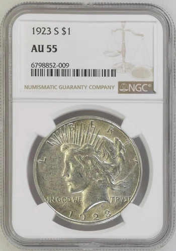 1923 S Peace Silver $1 NGC AU 55 B126