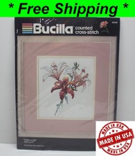 Bucilla Counted Cross-Stitch "Tiger Lilies" #40299 Multi-color 9”x12” USA Made