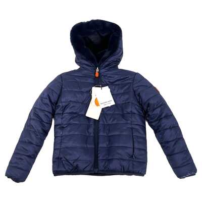 Save the Duck Blue Reversible Fuzzy Lined Puffer Jacket | Size 6