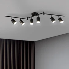 6 Light Black Track Lighting Kit, Modern LED Track Lighting Fixtures Ceiling, Fl