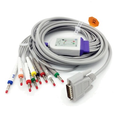 15pin 10 Leads ECG Cable Banana 4.0 Compatible Nihon Kohden/Cardioline/Biocare