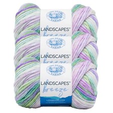  3 Pack Lion Brand Yarn 543-616H Landscapes Breeze Yarn, Rainforest