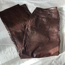 Good American Good Classic Better Than Faux Leather Textured Pants Chestnut 18