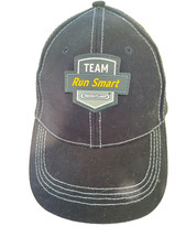 Team Run Smart Freight Liner Logo Black Hat Cap Hook Loop White Topstitch