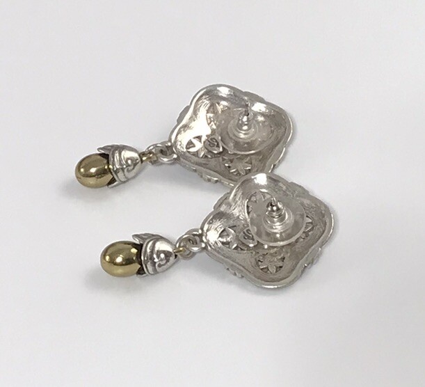 Brighton Large Medallion Post Dangle Earrings Sil… - image 4